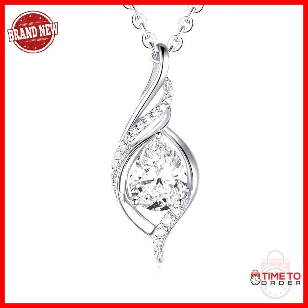 Sterling Silver Infinity Pendant Necklace with Birthstone Teardrop